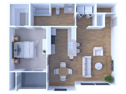 one bedroom, one bath